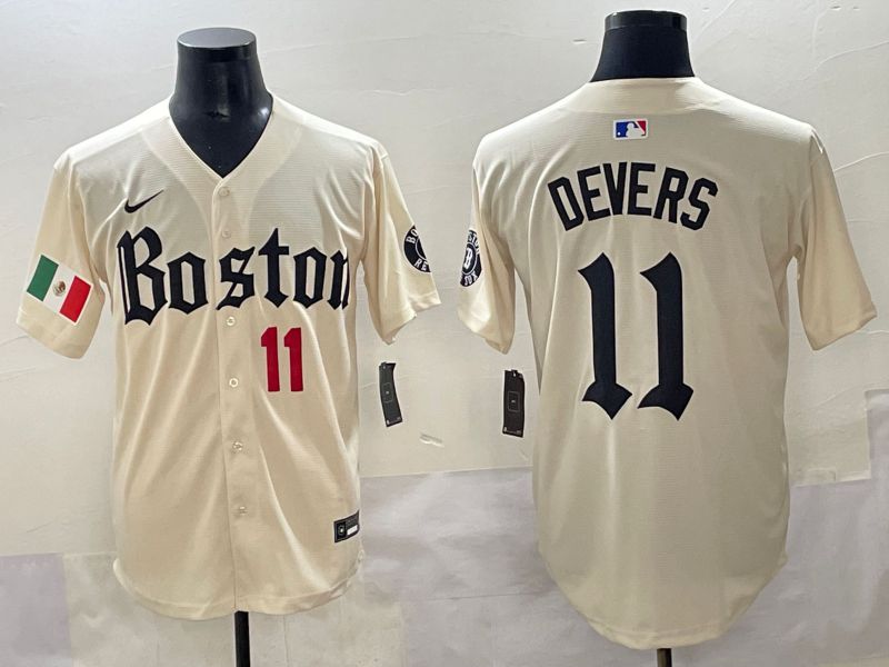 Men 2025 Boston Red Sox 11 Devers Cream Five generations Joint Name Nike MLB Jersey style 6